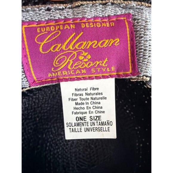 Callanan Resort Black Woven Sun Hat European Designer American Style Natural Fib - Picture 5 of 6